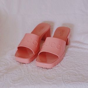 Gucci Rubber Slides in Pink